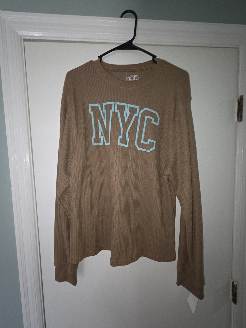 Womens NYC Waffle Long-Sleeve Shirt in Brown